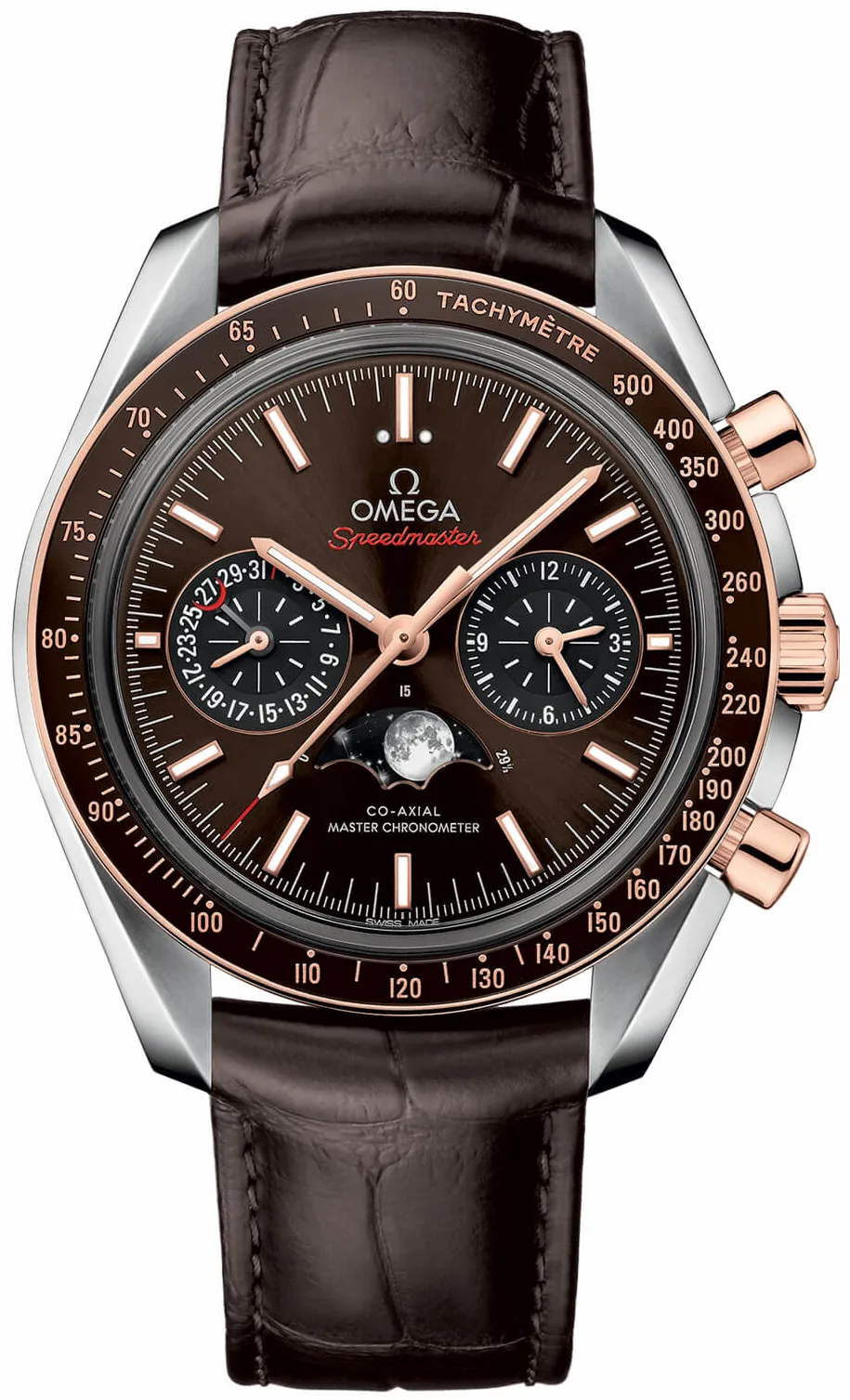 Omega Speedmaster 304.23.44.52.13.001 44.5mm Rose gold and steel Brown