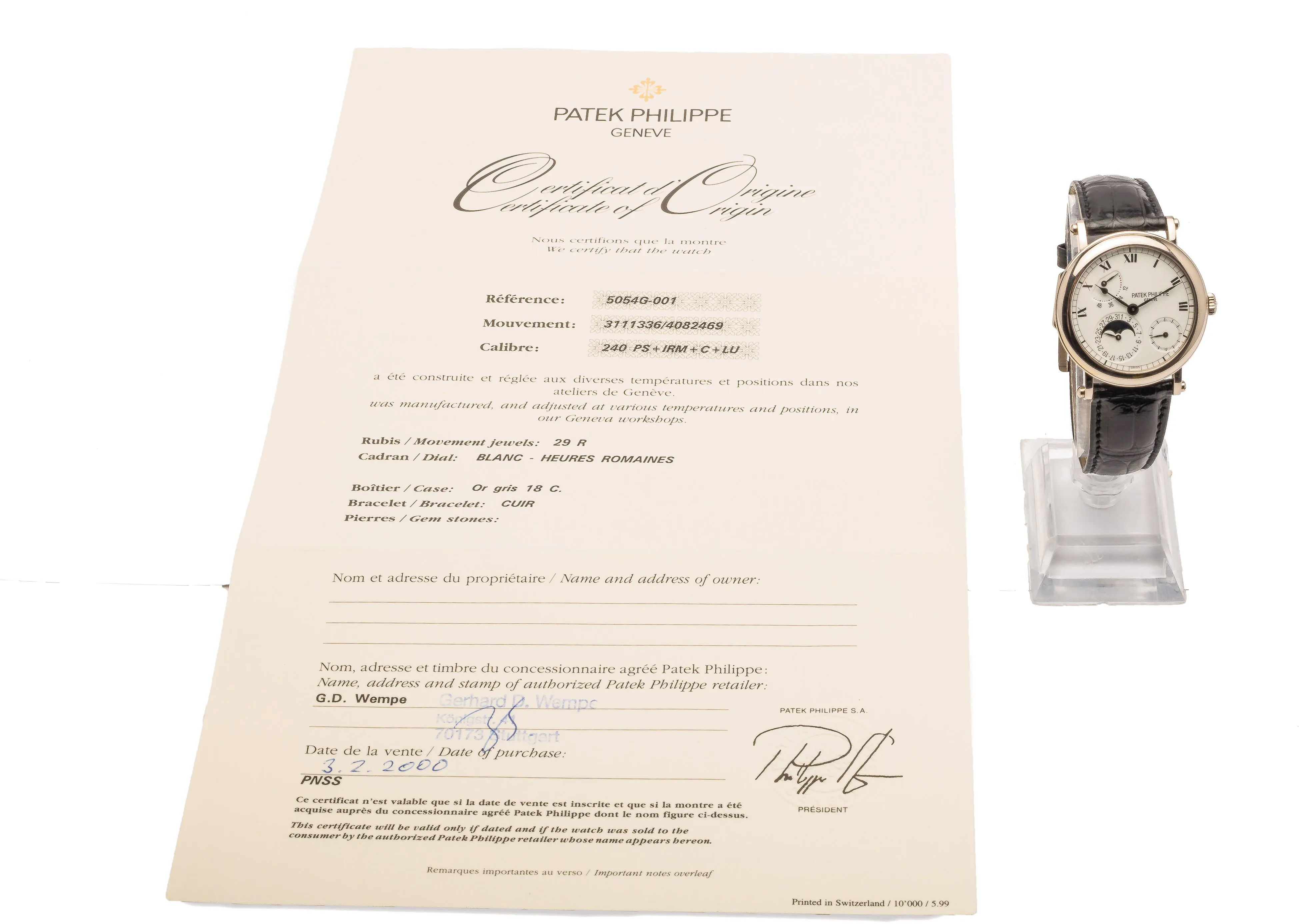 Patek Philippe Calatrava 5054G White gold 5