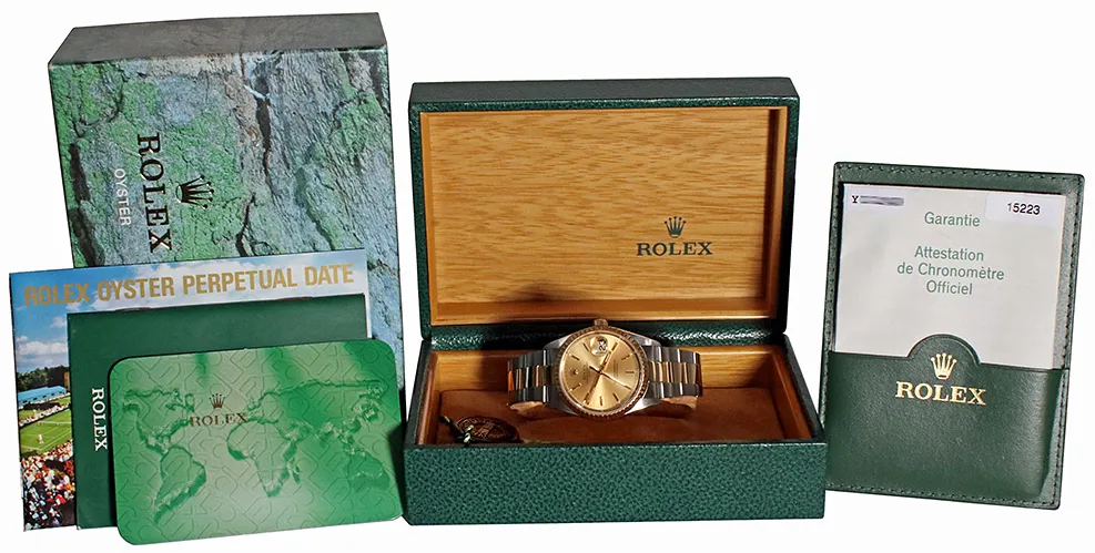 Rolex Oyster Perpetual Date 15223 34mm Stainless steel Champagne