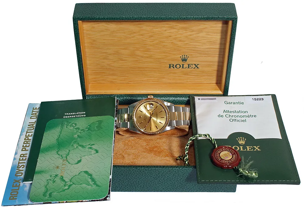 Rolex Oyster Perpetual Date 15223 34mm Stainless steel Champagne 2