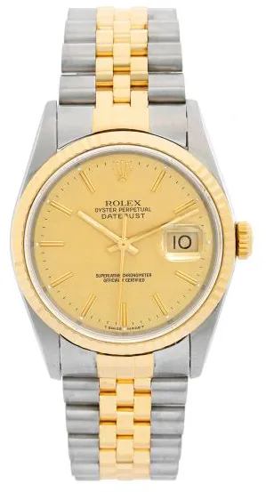 Rolex Datejust 16233 36mm Yellow gold Champagne