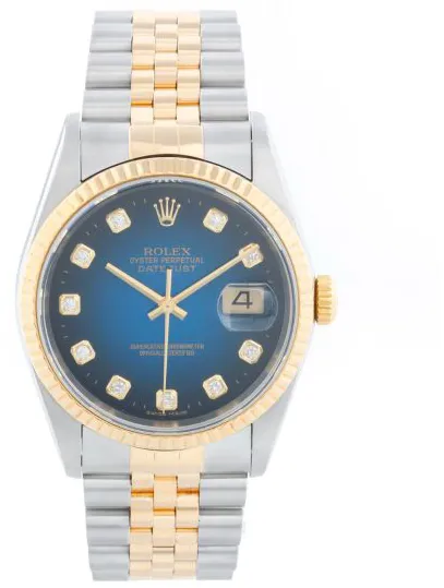 Rolex Datejust 16233 36mm Yellow gold and stainless steel Blue