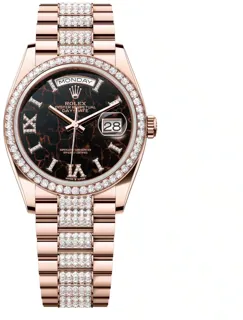 Rolex Day-Date 128345RBR-0045 Rose gold Eisenkiesel set with diamonds