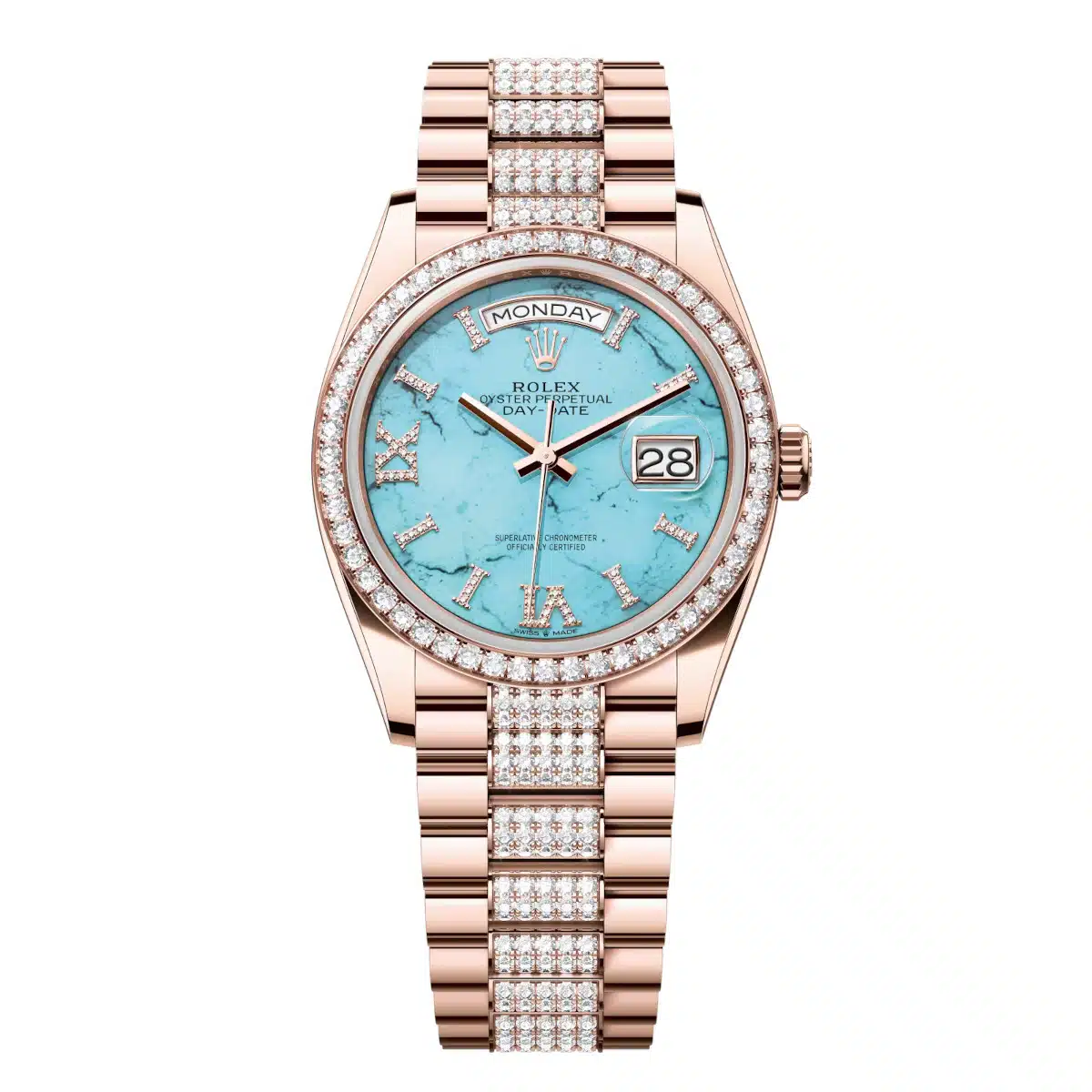 Rolex Day-Date 128345RBR-0065 36mm Everose gold Blue