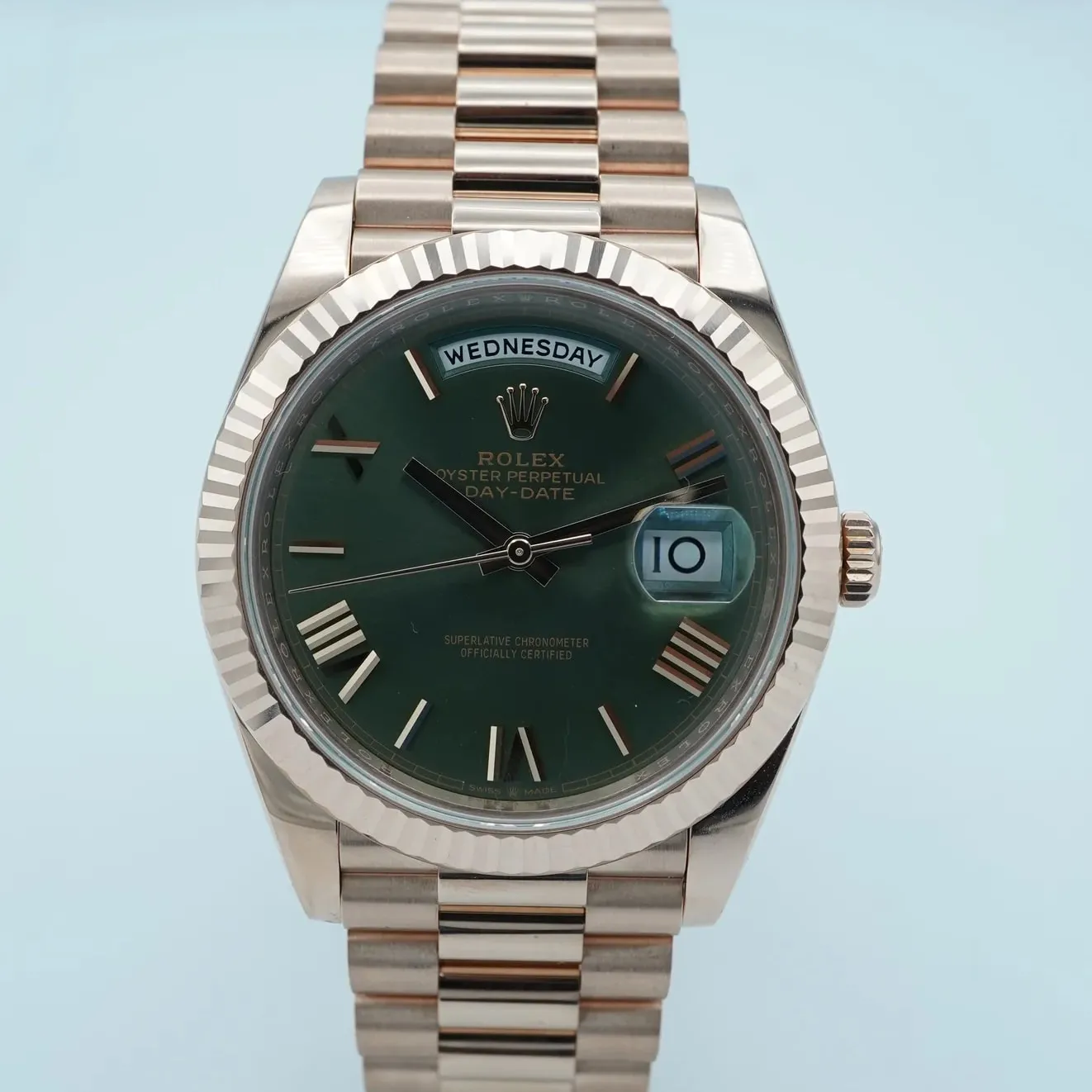 Rolex Day-Date 40 228235-0025 40mm Everose gold Green