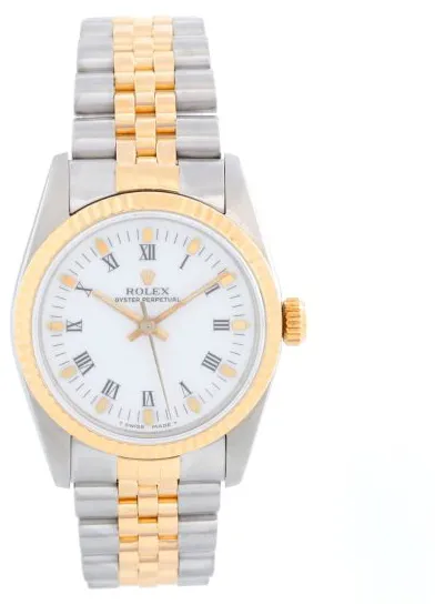 Rolex Oyster Perpetual 67513 30mm Yellow gold and stainless steel White