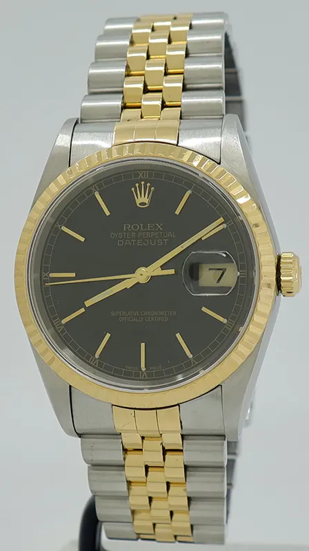 Rolex Oyster Perpetual "Datejust" 16233 36mm Yellow gold and stainless steel Black