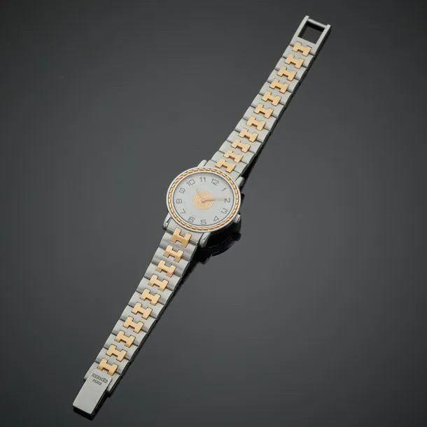 Hermès Sellier 24mm Stainless steel and Gold-plated White