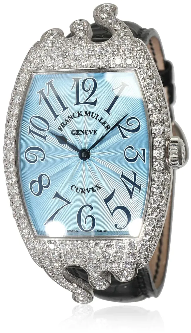 Franck Muller Curvex 7502 QZ HJ POP 28mm White gold Blue