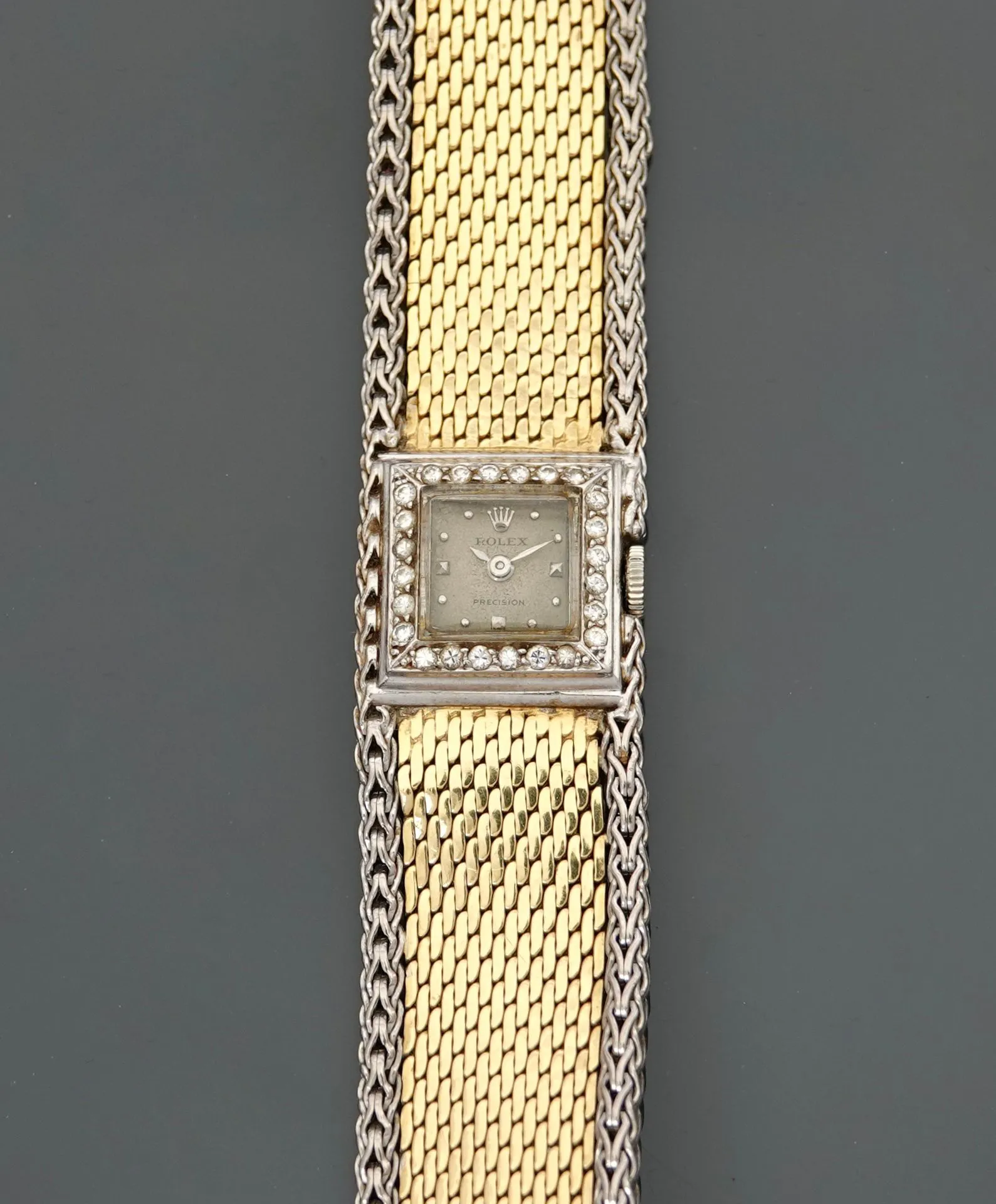Rolex Precision 9078 19mm Yellow gold, white gold and diamond-set Gray