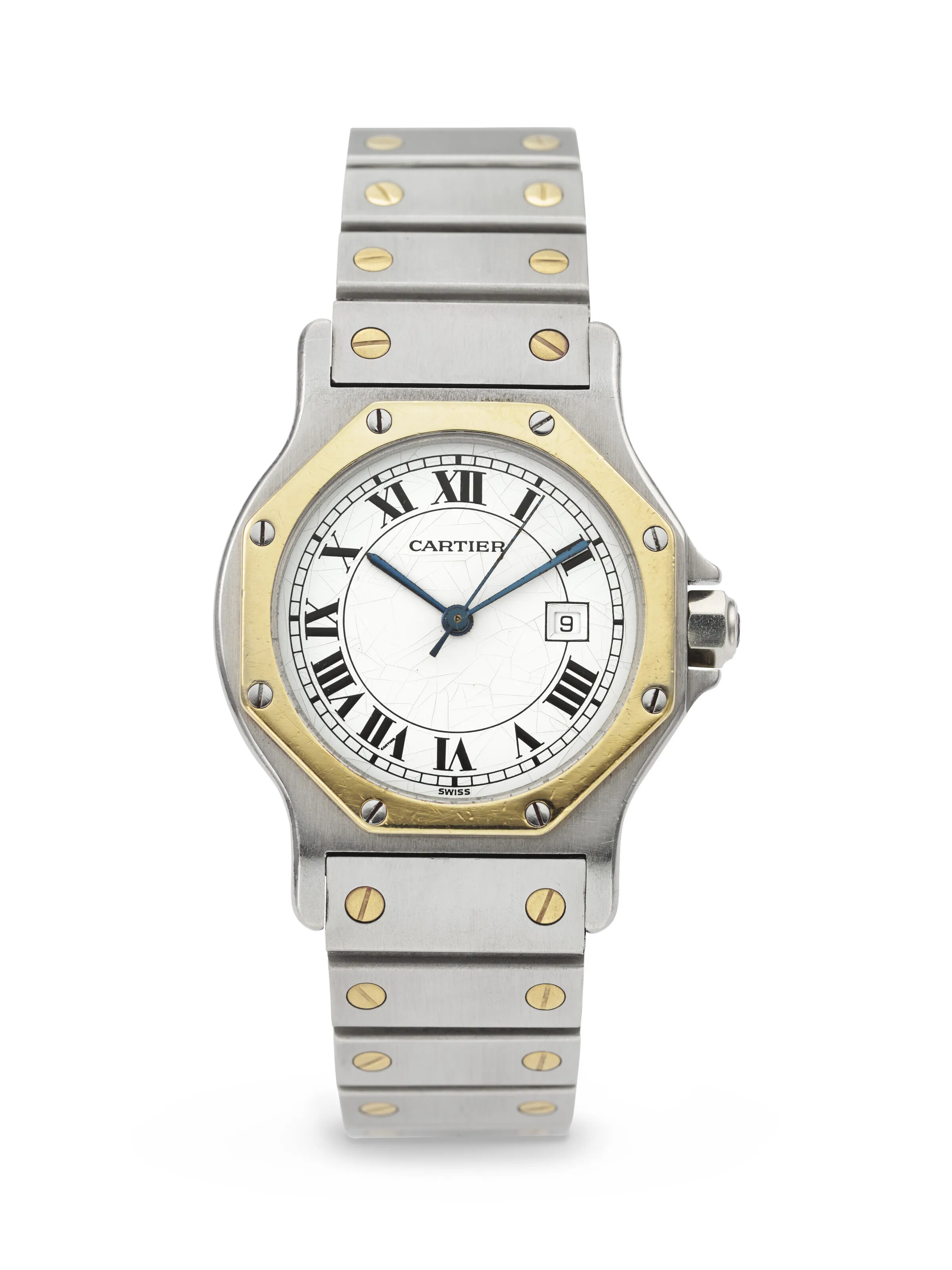 Cartier Santos Octagon 2966 30mm Yellow gold and Stainless steel White