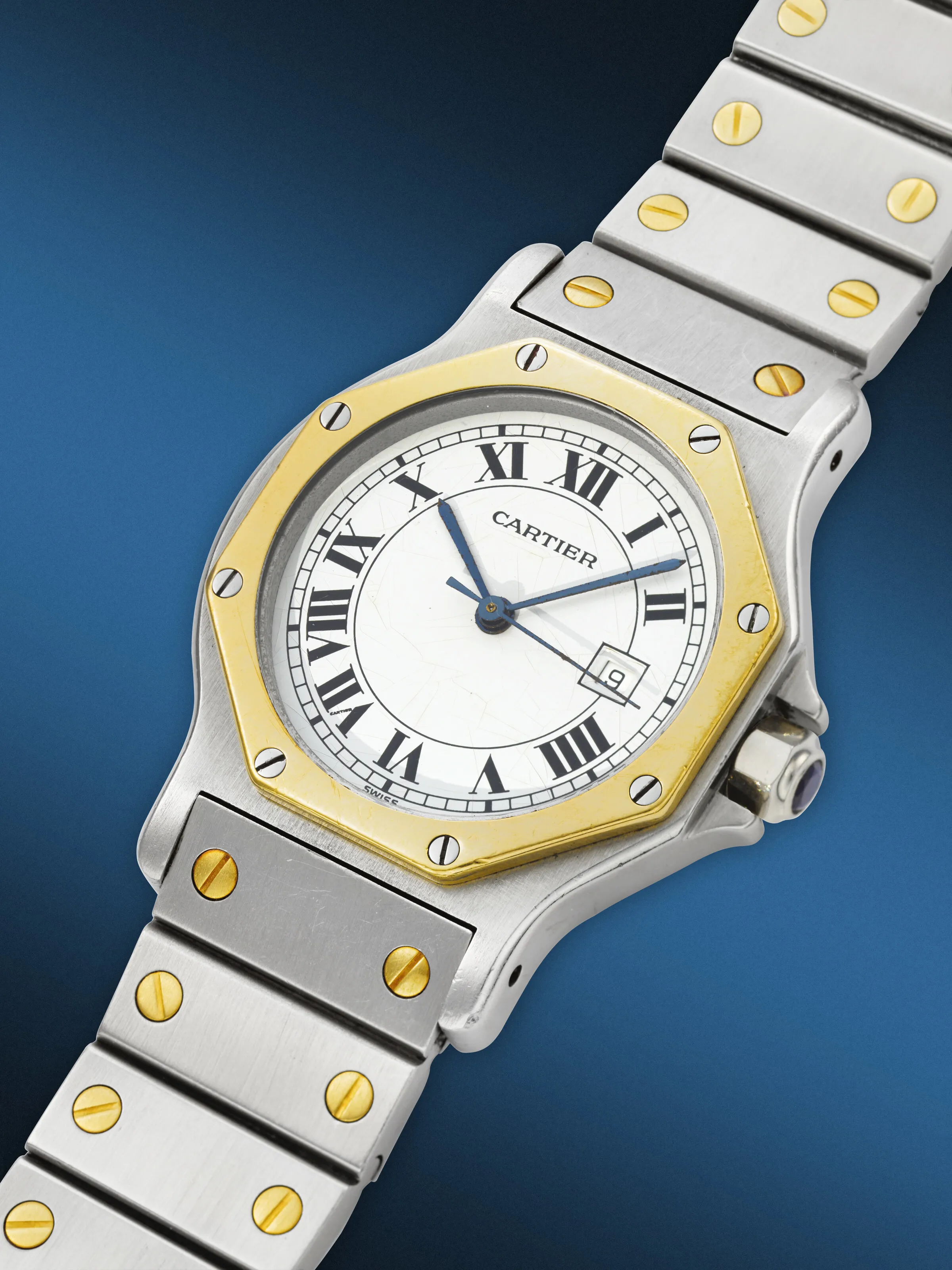 Cartier Santos Octagon 2966 30mm Yellow gold and Stainless steel White 1