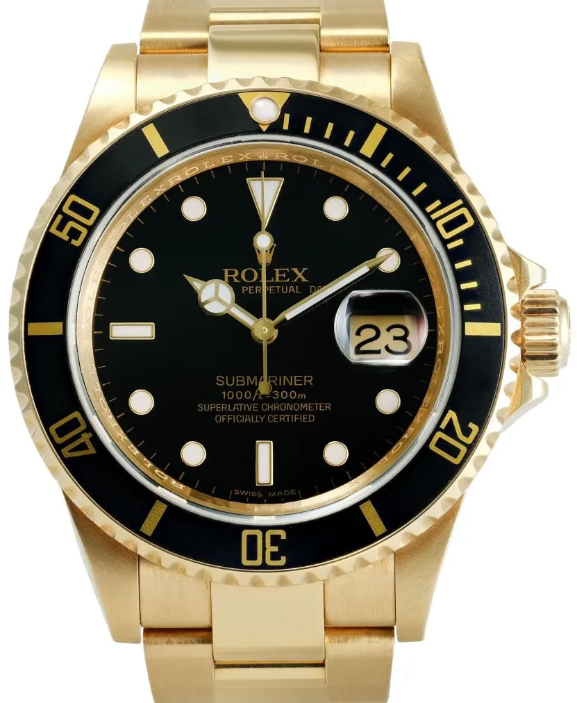 Rolex Submariner Date 16618LN 40mm Yellow gold Black