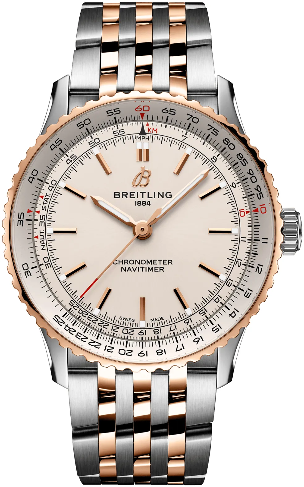 Breitling Navitimer U17329F41G1U1 41mm Yellow gold and stainless steel Cream