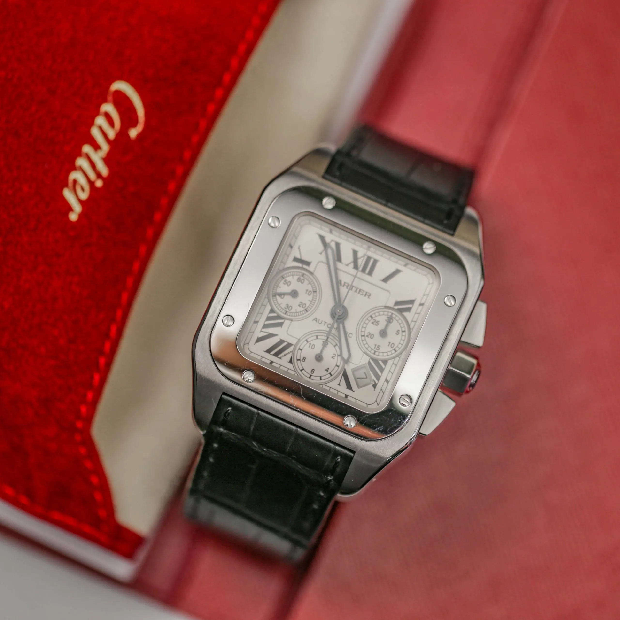 Cartier Santos W20090X8 42mm stainless Silvered opaline 1