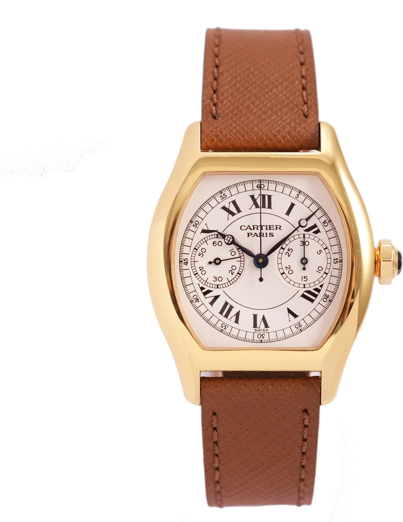 Cartier Tortue 2356 34mm Yellow gold White Rosette guilloché