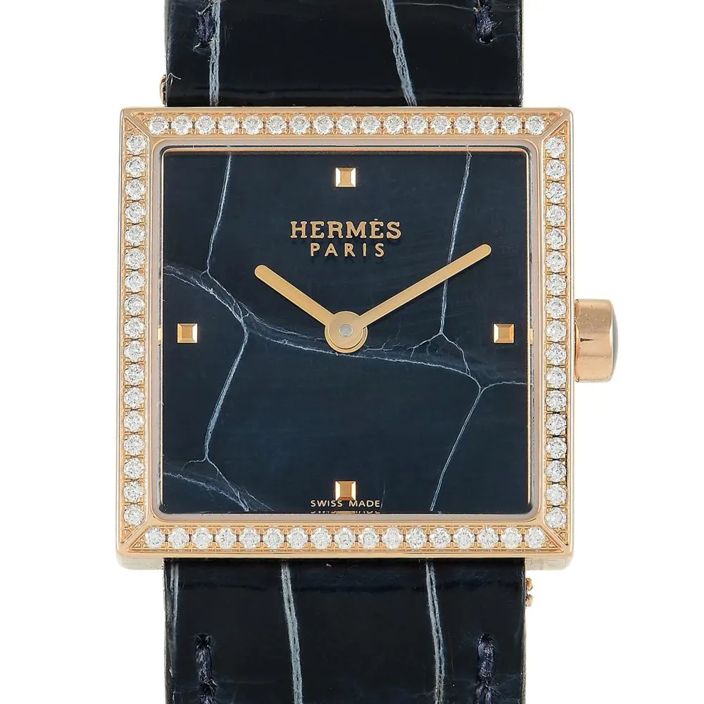 Hermès Carre H 24mm Rose gold and Diamond