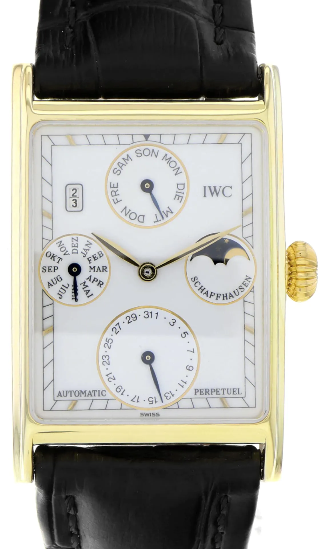 IWC Perpetual Calendar 3546 27mm Yellow gold White