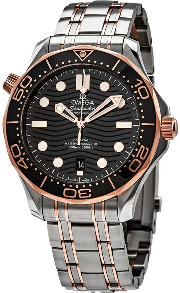 Omega Seamaster Diver 300M 210.20.42.20.01.001 42mm Yellow gold and Stainless steel Black