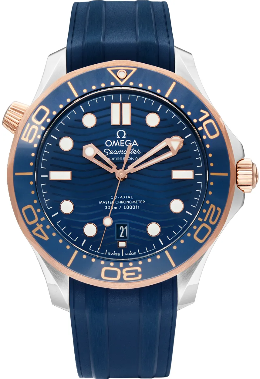 Omega Seamaster Diver 300M 210.22.42.20.03.002 42mm Yellow gold and Stainless steel Blue