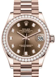 Rolex Datejust 31 278285RBR Rose Gold$Diamonds Brown