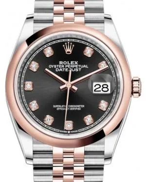 Rolex Datejust 36 126201 36mm Rose gold and Stainless steel Black