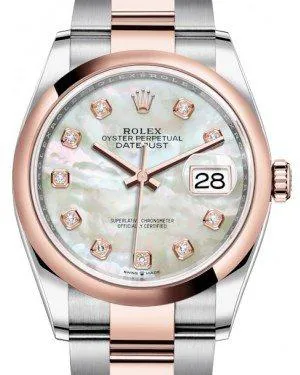 Rolex Datejust 36 126201 36mm Rose gold and Stainless steel White