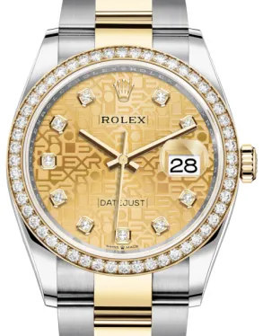 Rolex Datejust 36 126283RBR 36mm Yellow gold and Stainless steel and Diamond Champagne