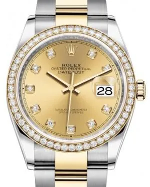 Rolex Datejust 36 126283RBR 36mm Yellow gold and Stainless steel and Diamond Champagne