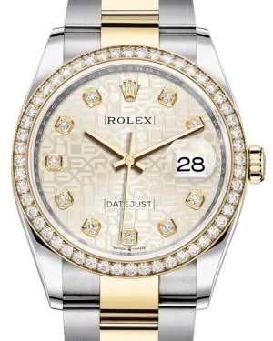 Rolex Datejust 36 126283RBR 36mm Yellow gold and Stainless steel and Diamond Silver