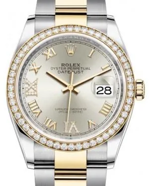 Rolex Datejust 36 126283RBR 36mm Yellow gold and Stainless steel and Diamond Silver