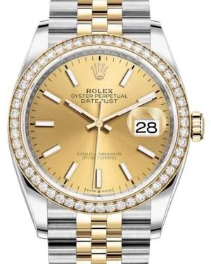 Rolex Datejust 36 126283RBR 36mm Yellow gold and Stainless steel and Diamond Champagne