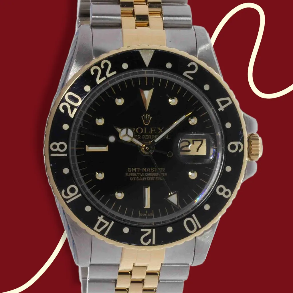 Rolex GMT-Master 16753 40mm Yellow gold and Stainless steel Black