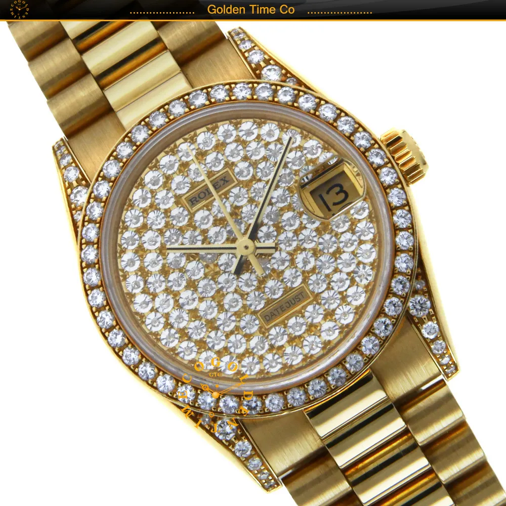 Rolex Lady-Datejust 68158 34mm Yellow gold Pave