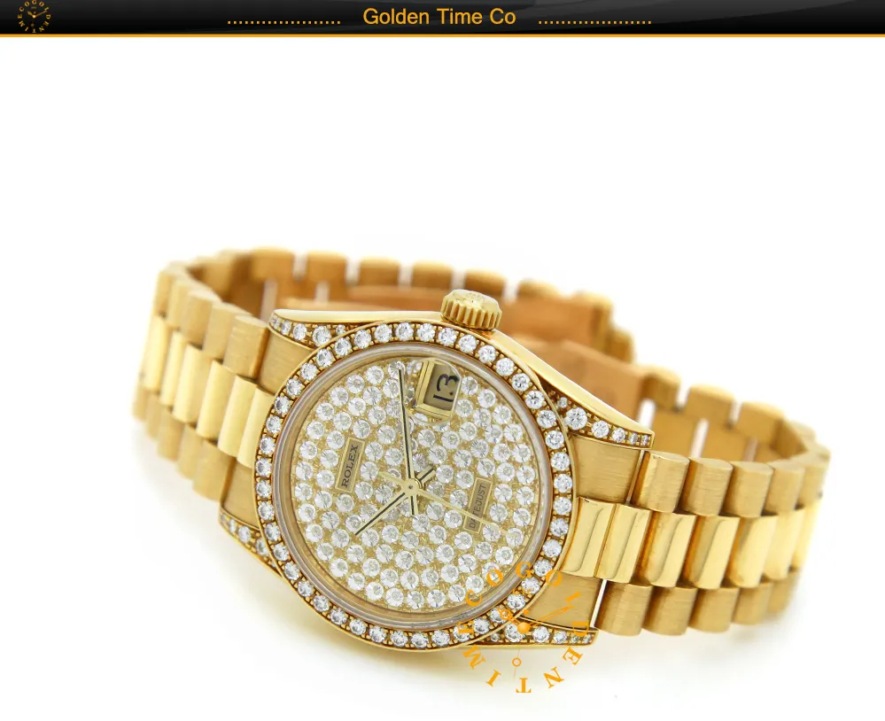 Rolex Lady-Datejust 68158 34mm Yellow gold Pave 5