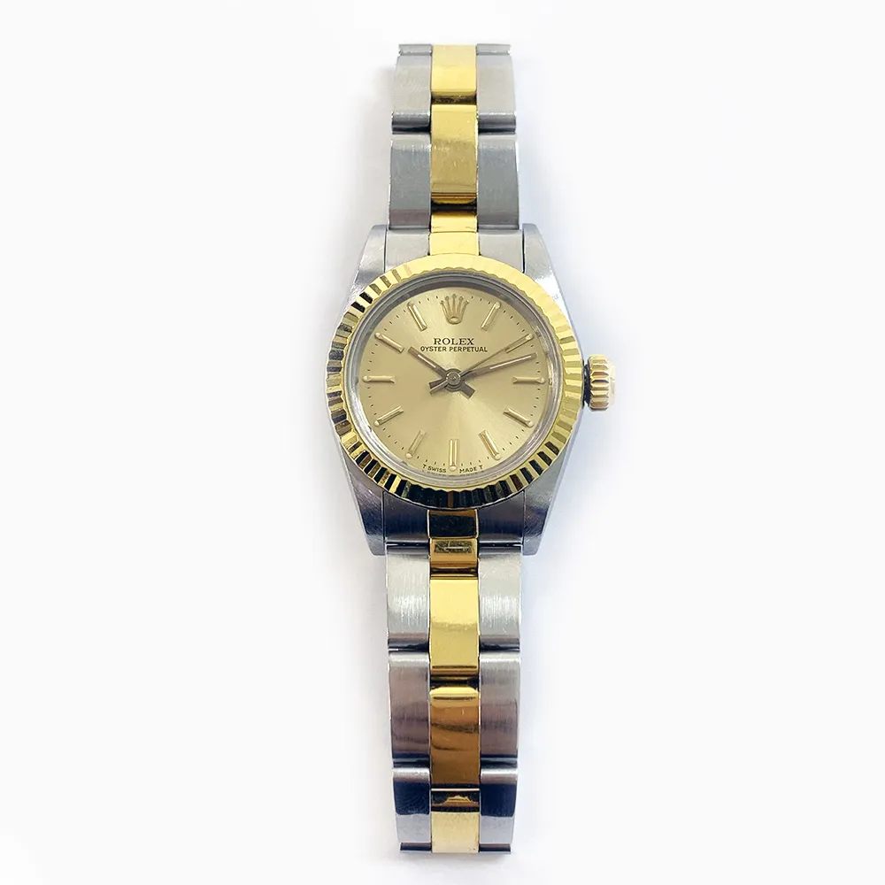 Rolex Oyster Perpetual 67193 26mm Yellow gold and Stainless steel Champagne