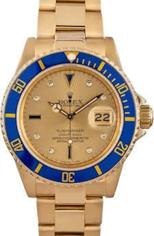 Rolex Submariner 16808 40mm 18k yellow gold Champagne