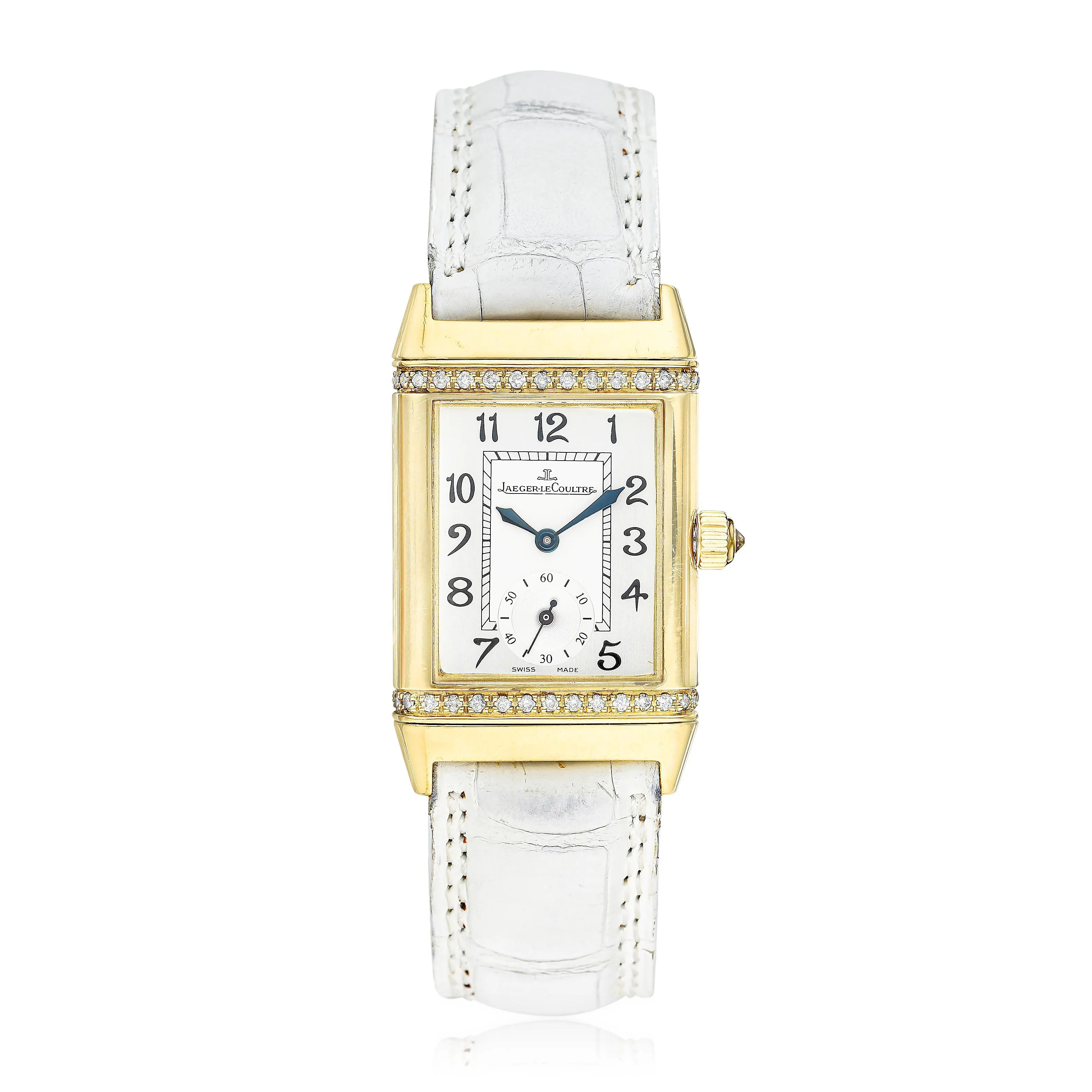 Jaeger-LeCoultre Reverso Duetto 256.2.75 23mm Yellow gold and diamond-set Silver and white
