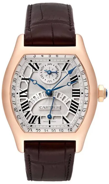 Cartier Tortue W1580045 51mm Rose gold Silver