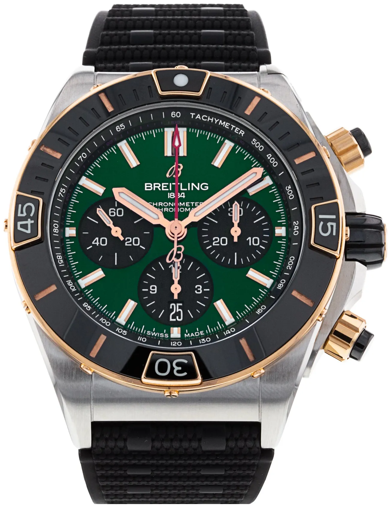 Breitling Chronomat UB0136 44mm Rose gold and Stainless steel Green