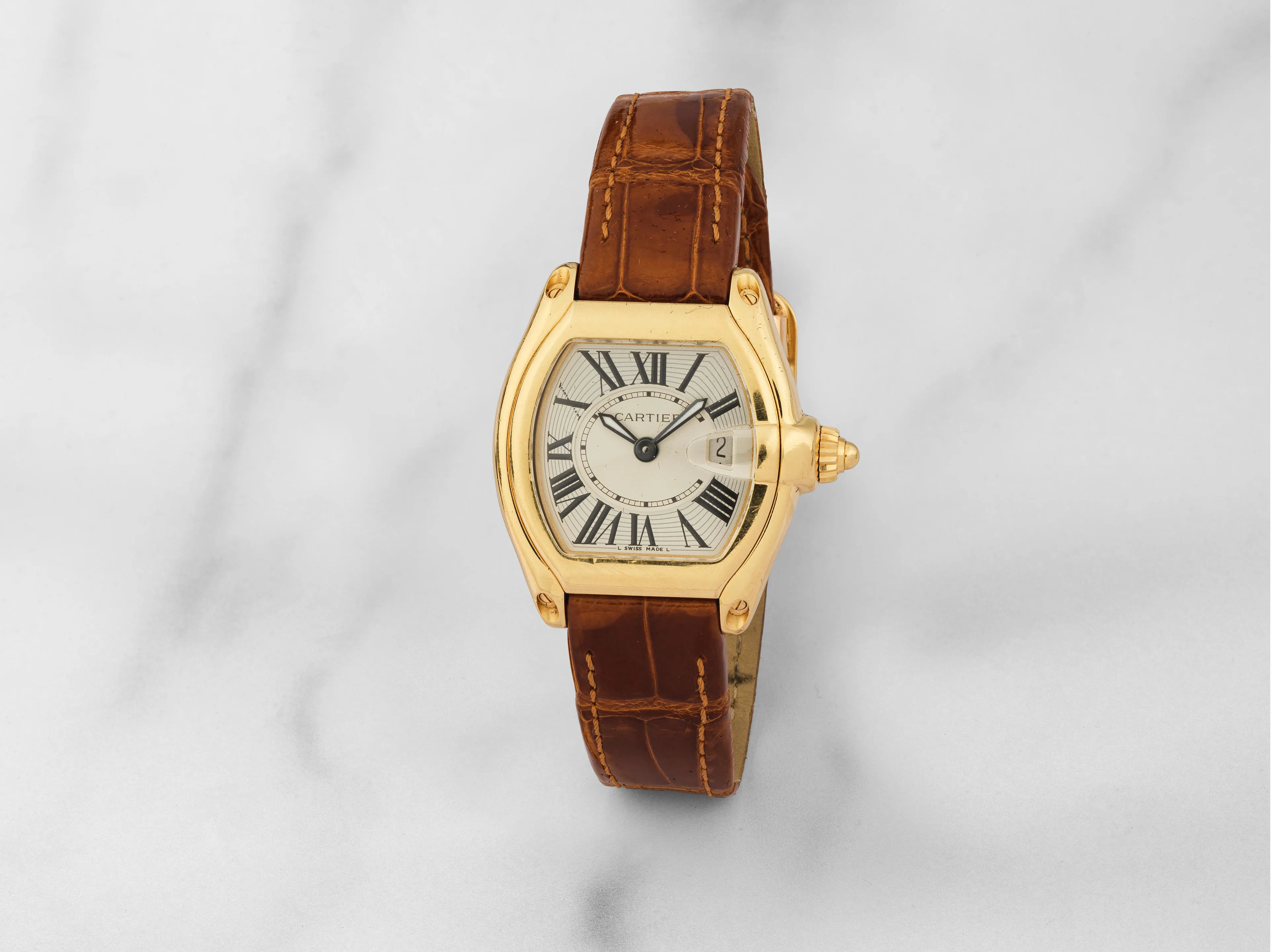 Cartier Roadster 2676 31mm Yellow gold Silver