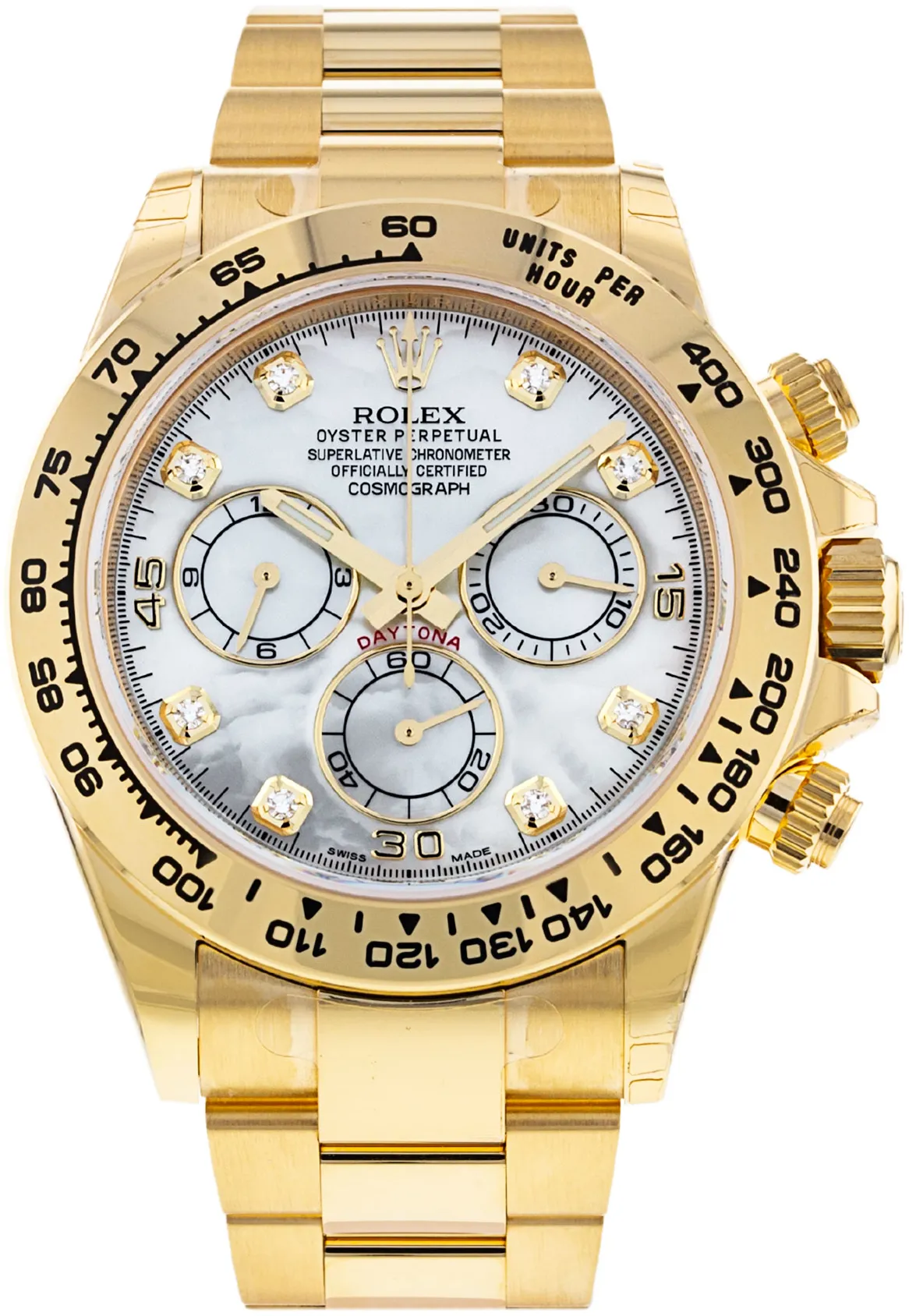 Rolex Daytona 116508 40mm Yellow gold Mother of Pearl White - Diamond