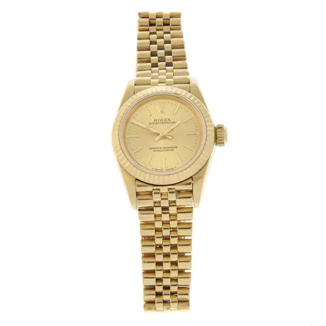 Rolex Oyster Perpetual 26 67198 25mm Yellow gold Champagne