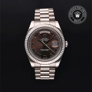 Rolex Day-Date II 218239 White gold Brown