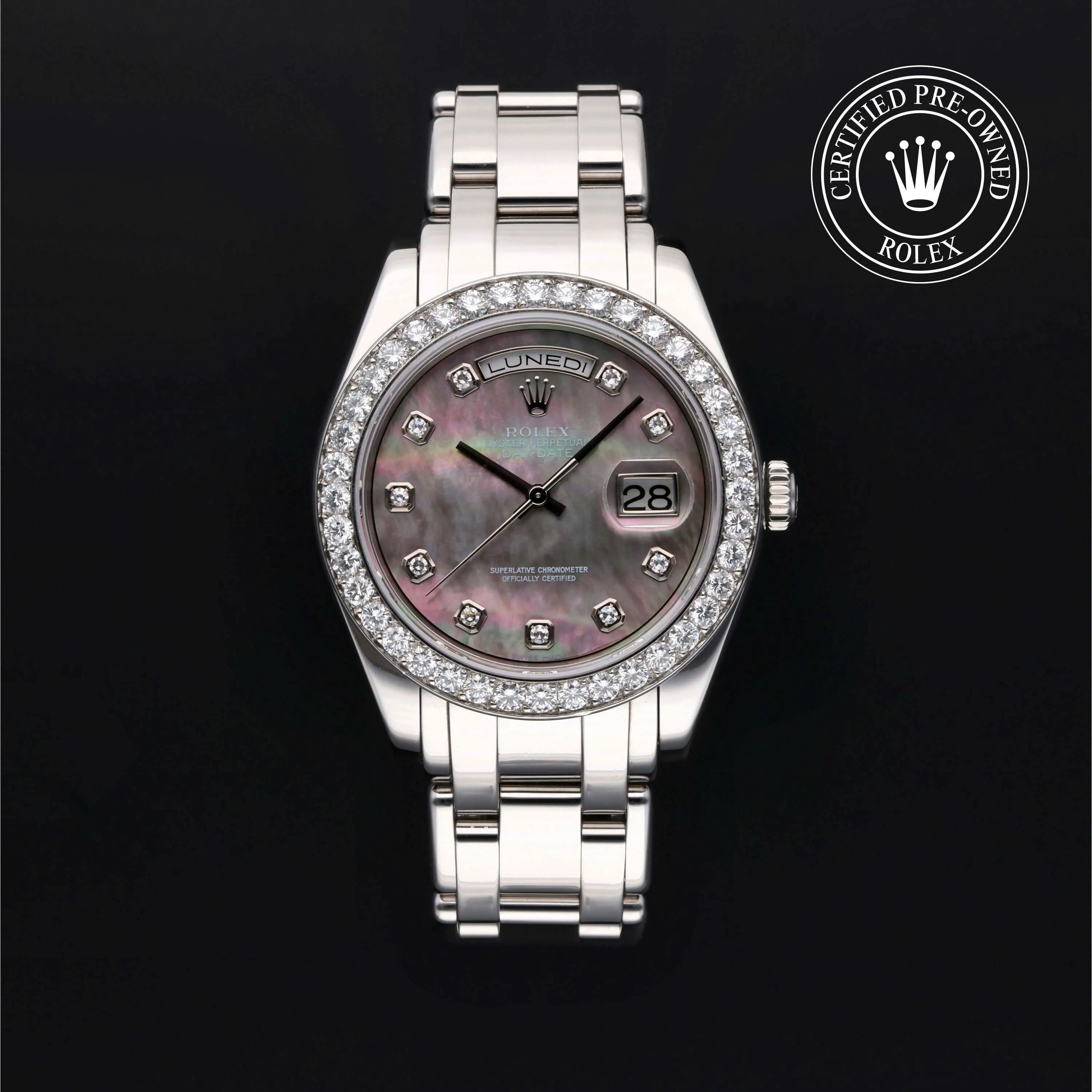 Rolex Day-Date 18946 39mm Platinum Black and Mother-of-pearl