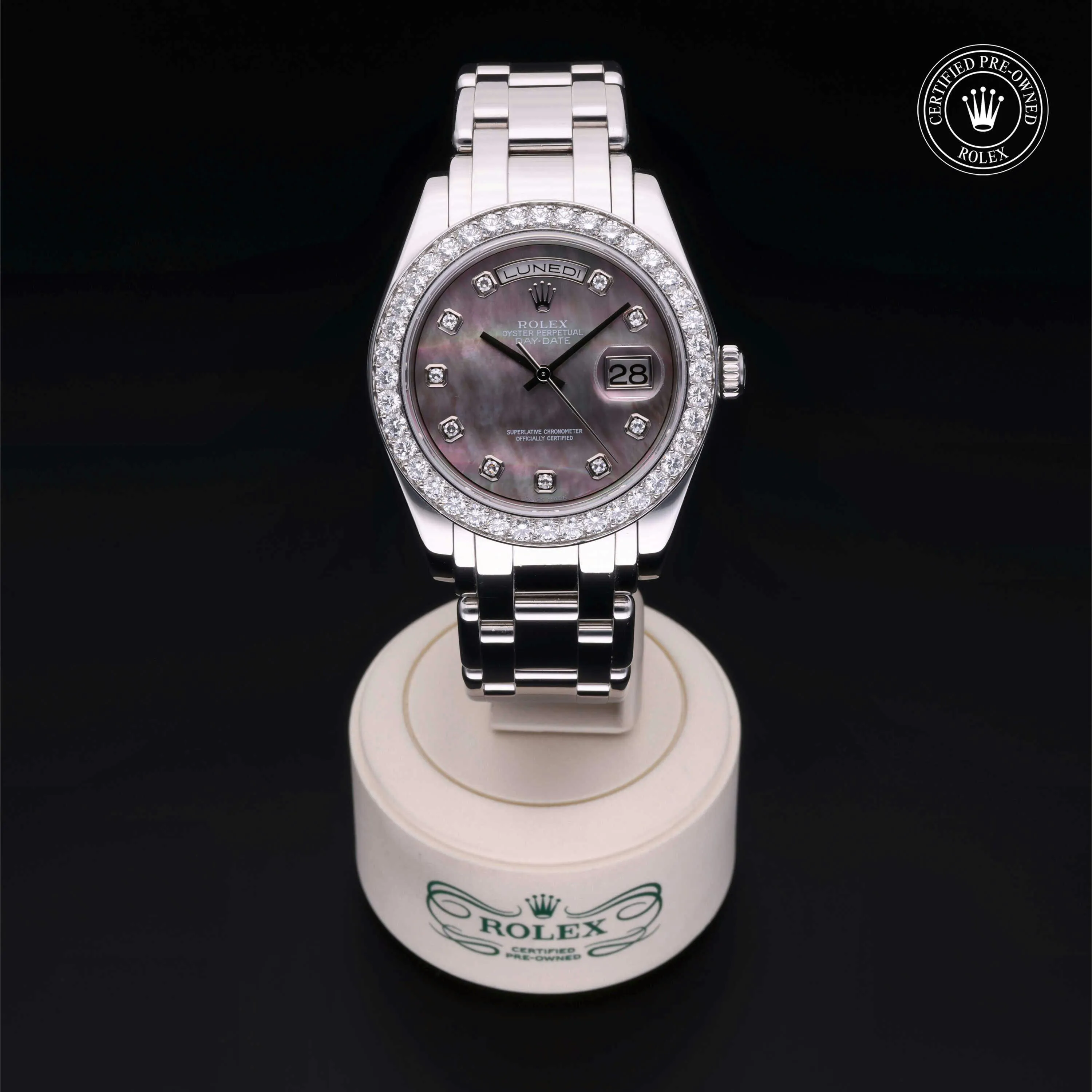 Rolex Day-Date 18946 39mm Platinum Black and Mother-of-pearl 1