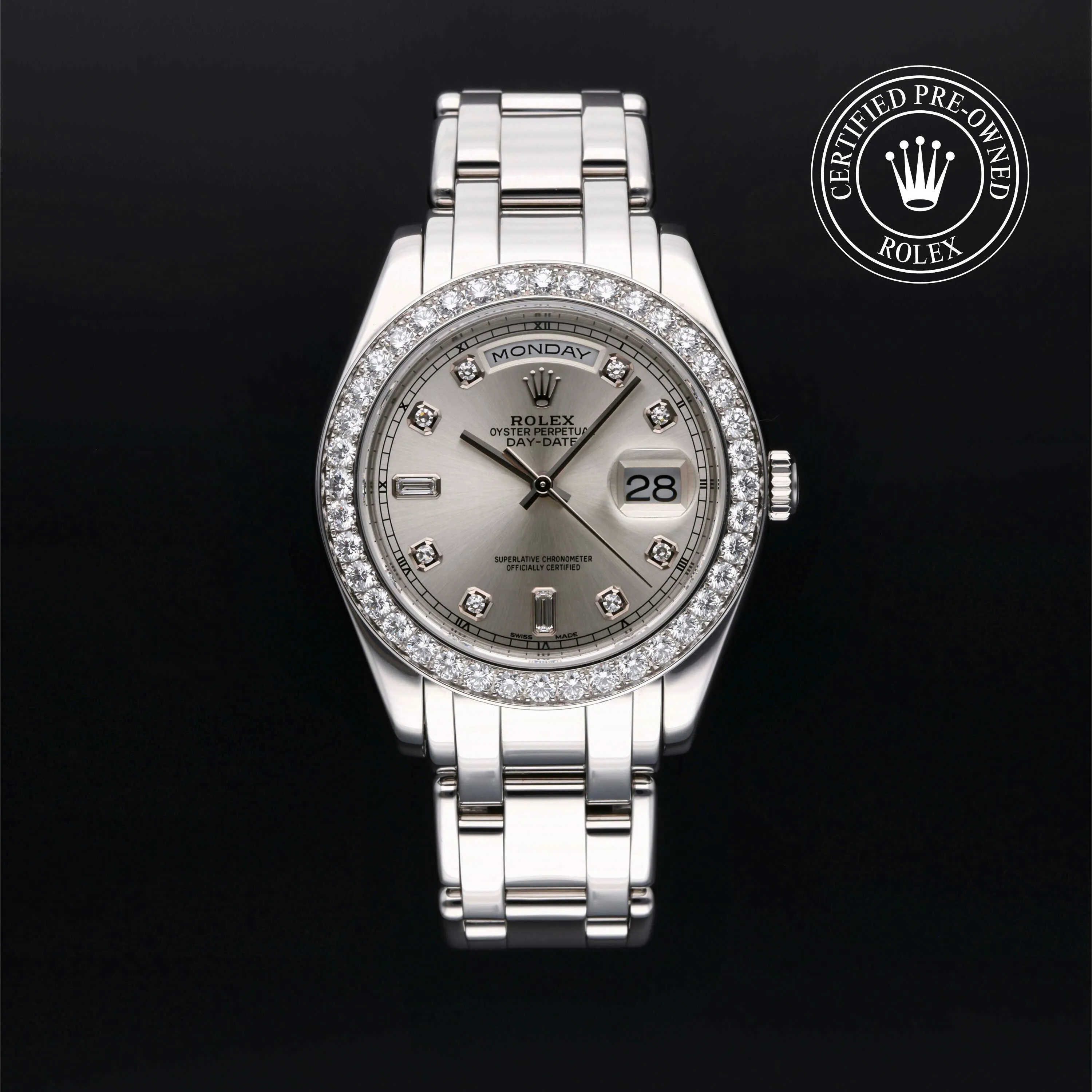 Rolex Day-Date 18946 39mm Platinum Silver