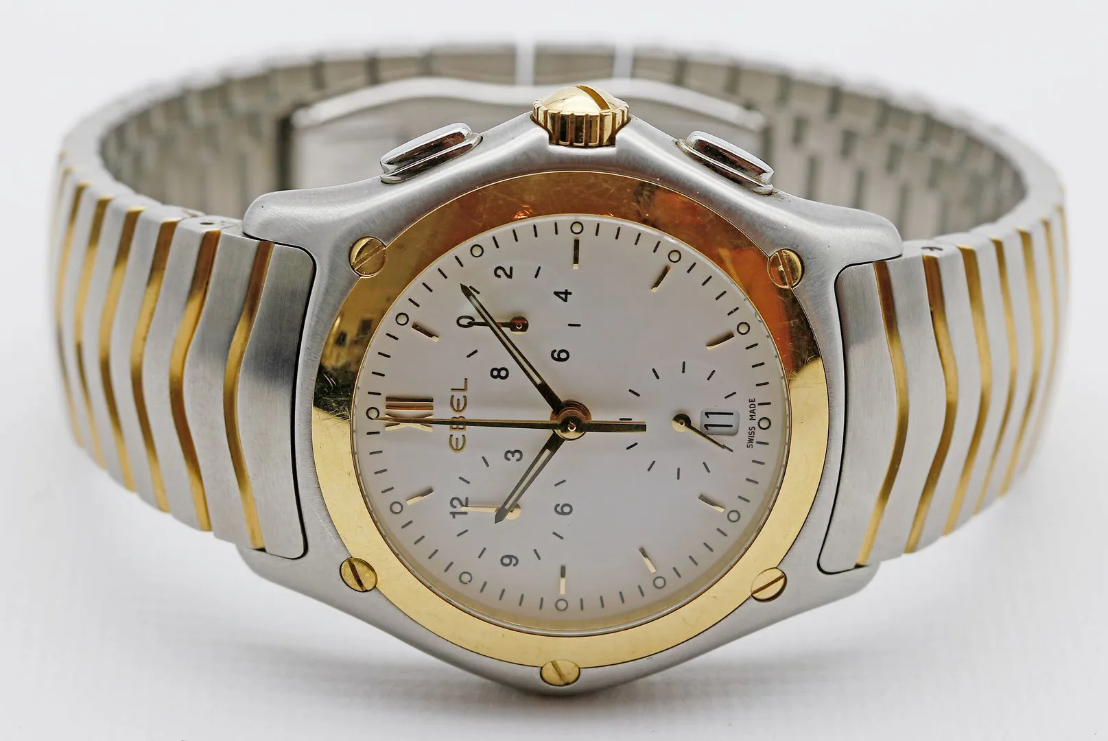 Ebel Classic Wave 40mm Yellow gold and stainless steel White
