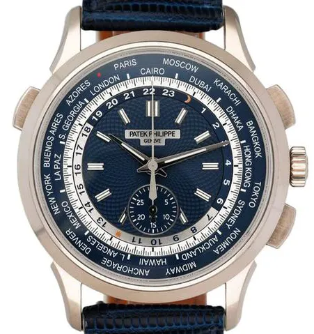 Patek Philippe World Time Chronograph 5930G-001 39.5mm White gold Blue