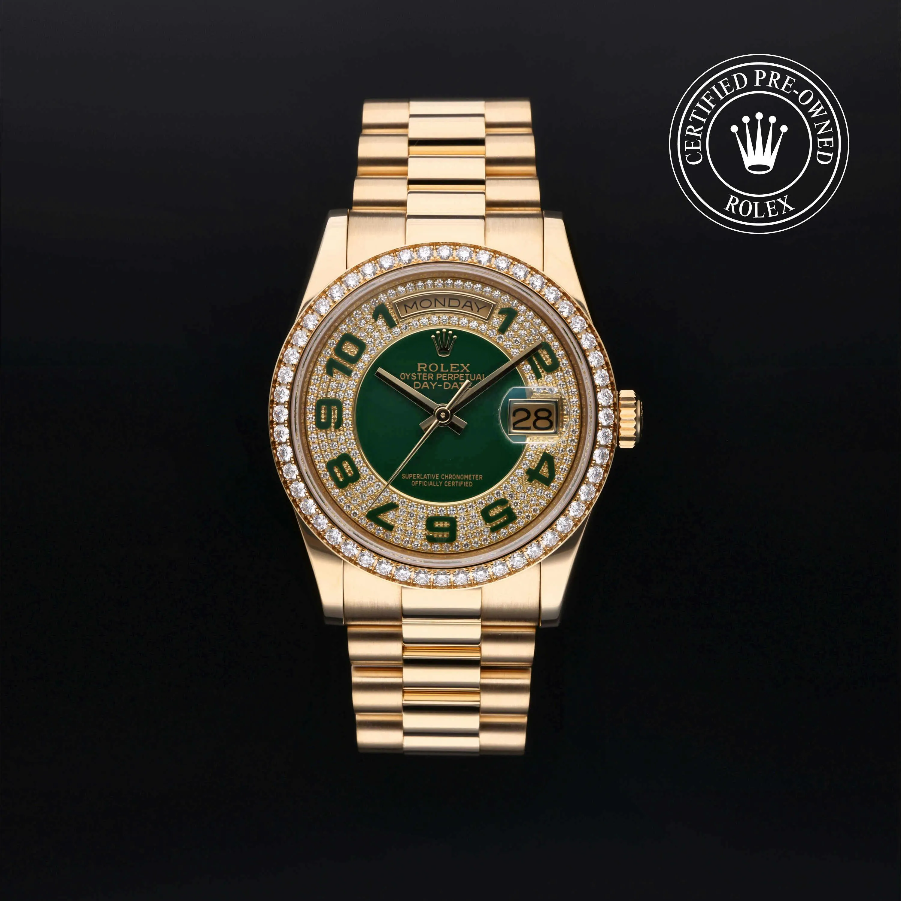 Rolex Day-Date 36 118348-0054 36mm Yellow gold Green